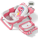 Collapsible Baby Bathtub for Newborn, Foldable Baby Bath Tub with Thermometer & Soft Floating Cushion & Drain Hole, Portable Travel Infant Bath Tubs for Newborns to Toddler 0-36 Months Girl, Pink by TinyTreasures Baby Boutique