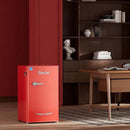 Upstreman 3.2 Cu.Ft Retro Mini Fridge with Bottle Opener, Energy Saving, Adjustable Thermostat, Metal Handle, LED Lamp, Mini Refrigerator for Bedroom, Office, Dorm-BR321 PRO (Red) by CozyNest Decor