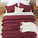 Litanika Burgundy Red Comforter Set King Size, 3 Pieces Lightweight Solid Bedding Comforter Set, All Season Fluffy Bed Set (104x90In Comforter & 2 Pillowcases) by CozyNest Decor