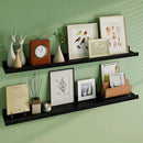 Floating Picture Ledge Shelves 48 Inch Solid Oak Wood Set of 2, Rustic Wall Storage Shelves with Lip, Kids Bookshelf, Photo & Picture Ledge Shelves for Bedroom, Living Room, Kitchen by CozyNest Decor