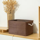 TheWarmHome Organization and Storage Basket for Shelves - 3 Pack 16x12x12 inch Fabric Storage Cubes, Cube Storage Bin for Organizing Closet Cloth Organizer Gift Toy (White & Brown) by TinyTreasures Baby Boutique