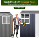 12x10 FT Metal Sheds & Outdoor Storage: Heavy Duty Garden Sheds with Dual Transparent Panels, 2x4-Pane Windows & Hinged Double Doors, Weatherproof Tool Shed for Backyard, Garden, Patio, Grey/White by GreenHaven Gardens