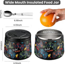 14oz Insulated Vacuum Food Jar with Buckle Lid,Soup Thermo for Hot Food Kids,Wide Mouth Leakproof Stainless Steel Lunch Container with Spoon-Black Game by TinyTreasures Baby Boutique