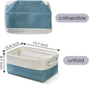 TcaFmac Organization and Storage Basket for Gifts Empty - 12x8x5.2 inch Small 6 Pack Collapsible Storage Basket for Organizing, Fabric Storage Bins for Toy Books Shelves(White & Green) by CozyNest Decor