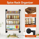 IBUYKE Spice Rack Wall Mount,4 Tier Hanging Seasoning Organizer,Large Spice Rack for Wall for up to 50 Jars,Spice Organization for Kitchen Cabinet,Bathroom,Pantry,Living Room,Brown TLJ016H by CozyNest Decor