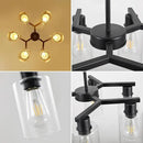 6-Light Black Modern Farmhouse Chandelier for Dining Room Ceiling Light Fixture with Clear Glass Shades, Adjustable Hanging Industrial Pendant Lighting for Living Room Kitchen Island Bedroom Entryway by CozyNest Decor