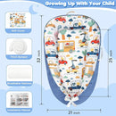 Baby Lounger - Baby Lounger for Newborn 0-24 Months, Breathable and Soft Cotton Cover Baby Nest, Portable Cozy Tummy Time Lounger for Home and Travel, Ideal Baby Essentials & Shower Gifts by TinyTreasures Baby Boutique