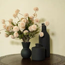 Fake Flowers in Vase for Centerpieces, Faux Flowers in Modern Ceramic Vase Set of 3 with 8 Artificial Autumn Chrysanthemums Home Decor by CozyNest Decor