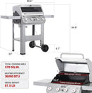 Monument Grills 4-Burner Liquid Propane Gas Grill, Silver Stainless Steel Grill Patio Garden Barbecue Grill with Clearview® Lid and One Foldable Shelf, Mesa400MF with BBQ Cover by GreenHaven Gardens