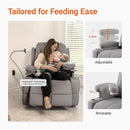 Rocking Chair Nursery with Adjustable Armrests, Electric Glider Recliner Nursing Chair for Breastfeeding, Power Swivel Recliner Chairs with USB Port and Storage, FSC Certified (Haze) by TinyTreasures Baby Boutique