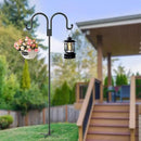 Double Shepherds Hooks for Outdoor, 2 Pack 63 Inch Bird Feeder Pole Hanger with 5 Prongs Base, Heavy Duty Bird Feeder Garden Hook for Hanging Plant, Lantern, Hummingbird Feeder by GreenHaven Gardens