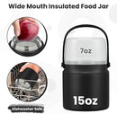 2-in-1 Insulated Food Jar & Snack Container - 15oz Kids Soup Thermos for Hot Food with Handle and Spoon, Leak Proof Reusable Toddler Snack Box, Perfect for School & Travel, Black by TinyTreasures Baby Boutique