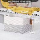 COMFY-HOMI 3 Pack Cotton Rope Square Basket with Handles - Storage & Organizer (White/Black Line, 13.5" x 11" x 9.5") by TinyTreasures Baby Boutique
