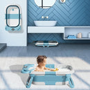 TPN Collapsible Baby Bathtub for Infants to Toddler with Real-time Temp Monitor+Floating Cushion,Foldable Baby Bath Tub Set Applicable 0-36 Month,Perfect Portable Travel Baby Tub for Newborns Boy by TinyTreasures Baby Boutique