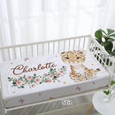 Personalized Nursery Crib Bedding Set: Custom Name 5 Piece Baby Crib Sets with Floral Leopard Design - Toddler Double Layer Blanket Set, Comfortable Crib Bed Sheets for Baby Grils by TinyTreasures Baby Boutique
