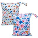 ALVABABY 2pcs Cloth Diaper Wet Dry Bags Waterproof Reusable with Two Zippered Pockets Travel Beach Pool Daycare Soiled Baby Items Yoga Gym Bag for Swimsuits or Wet Clothes LX-YX8688 by TinyTreasures Baby Boutique