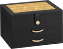Black Jewelry Box Organizer: Home Decor for Women - 2-Drawer Holder for Valentine’s Day Birthday Christmas Black Gold by TinyTreasures Baby Boutique