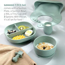 SAMiGO Silicone Baby Feeding Set, Baby Led Weaning Supplies, Suction Bowl Plate Bib Cup Self Feeding Spoons, Solid Food Eating Essentials, First Stage Utensils, 6+ Months by TinyTreasures Baby Boutique