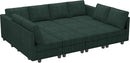 Belffin Oversized 12 Seat Modular Sectional Sleeper Sofa Convertible Sleeper Sectional Sofa with Storage Seat Large Corduroy Modular Couch for Living Room Green by CozyNest Decor