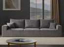 Boneless Cloud Couch Sofa for Living Room, 112" 3 Seater Grey Modern Lounge Sleeper Couch, No Assemble, Cordury Compression Upholstered Couches by CozyNest Decor