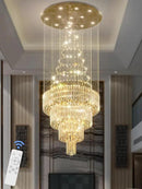 D32 x H79'' Modern Crystal Raindrop Gold Chandelier Lighting for Entrance, Stairs, Doorway, Crystal Ornament Chandelier Can be Used on Slopin by CozyNest Decor