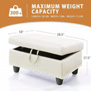 Ottoman Rectangular Storage Ottoman Bench, Faux Leather Footrest, Coffee Table, Stool Footstool with Hinged Lid for Living Room, Bedroom, Entryway, White, 28.5"x19"x17.5" by CozyNest Decor