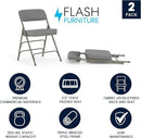 Flash Furniture Hercules Series Metal Folding Chairs with Cushioned Seats, Fabric Upholstered Event Chairs, Set of 2, Gray by GreenHaven Gardens