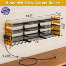 12 Cordless Drill Holder Large Power Tool Organizer Wall Mount with Side Pegboard & Screwdriver Holder, 4-Tier Heavy Duty Metal Tool Storage Rack with 4-Outlet Power Strip by GreenHaven Gardens