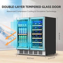 Wine and Beverage Refrigerator 30 Inch, Beverage Fridge Dual Zone with Upgraded Cooling, Wine Beverage Cooler Built-in or Freestanding, 30 Bottles and 110 Cans Large Capacity by CozyNest Decor