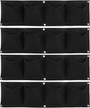 Atyhao Vertical Hanging Outdoor Wall Planter 4Pcs 4 Pocket Plant Grow Bag Wall Mounted Reusable Degradable Felt Garden Planter Herbs, Succulents Artificial Pl or Flowers. (Black) by CozyNest Decor