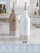 famiware Milkyway 16oz Ceramic Olive Oil Dispenser Bottle, Olive Oil and Vinegar Dispenser Bottle Set of 2 with Stainless Steel Pourers, Suitable for Storage Liquids, Light Gray and Cinnamon Brown by CozyNest Decor