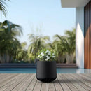 Kante 11.6" Dia Round Concrete Planter, Outdoor Indoor Large Plant Pots Containers with Drainage Hole and Rubber Plug for Home Garden Patio, Black by GreenHaven Gardens