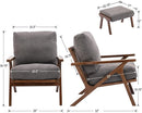 chairus 2 Sets Mid-Century Modern Accent Chairs with Ottoman, Linen Fabric Armchair with Wood Legs Comfy Upholstered Single Sofa Chair for Living Room/Bedroom/Lounge, Grey by CozyNest Decor