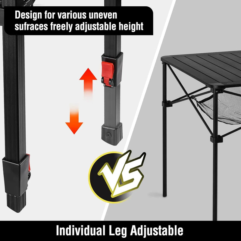VILLEY Folding Camping Square Table with Carry Bag, Lightweight Aluminum Adjustable Square Table for Outdoor, Camping, Picnic, Backyards, BBQ (M), photo 6 of 6