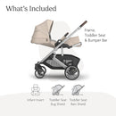 UPPAbaby Cruz V3 Stroller - from Birth + Car Seat Compatible - Full-Size, Reversible Seat - Infant Insert, Bug and Rain Shields Included - Declan (Oat Mélange/Silver Frame/Chestnut Leather) by TinyTreasures Baby Boutique