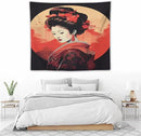 Japanese Woman Geisha Tapestry Asian Cherry Blossom Red Sun Traditional Kimono Folk Tapestries Home Decor for Living Room Bedroom Apartment Farmhouse Dorm 60"x50" by CozyNest Decor