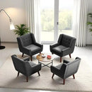 HUIMO Accent Chairs Set of 4, Upholstered Button Tufted Armchair, Linen Fabric Sofa Chairs for Bedroom, Living Room, Mid Century Modern Comfy Reading Chair (4, Grey) by CozyNest Decor