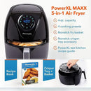 PowerXL Air Fryer 4 QT Maxx, Special Edition 2022, Extra Hot Air Fry, Cook, Crisp, Broil, Roast, Bake, High Gloss Finish, Black (4 Quart) by CozyNest Decor