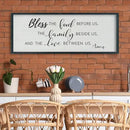 SRSZHIYUE Bless the Food Before Us Wall Sign Decor 40"×15" Christian Bible Verse for Farmhouse Rustic Kitchen Dining Room Framed Wood Scripture Religious Jesus Prayer Wall Art (Black) by CozyNest Decor