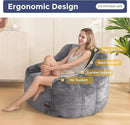 MAXYOYO Bean Bag Chair, Comfy Bean Bag Sofa with Back Support, Faux Fur Bean Bag Chair for Adults and Kids, Stuffed Floor Sofa for Living Room, Bedroom, Apartment, Grey by CozyNest Decor