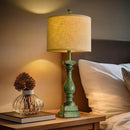 BOBOMOMO 27" Farmhouse Table Lamp Set of 2 with USB A+C for Bedroom Living Room Vintage Rustic Traditional Nightstand Bedside Lamps Retro Side Table Lamps (Green) by CozyNest Decor