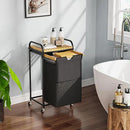 Laundry Hampers 1 Section, Laundry Sorter with Removable Shelf and Pull-Out Bags, Clothes Hampers with Wheels Rolling Cart Basket for Laundry Room Bathroom, 50 L (Black) by CozyNest Decor