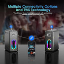 Karaoke Machine with Two Wireless Microphones, Powerful Portable Bluetooth Speaker for Adults & Kids, PA System with 2 Voice Mode, LED Lights, Supports BT/TWS/AUX/USB/TF for Party (Black+Sliver) by TinyTreasures Baby Boutique