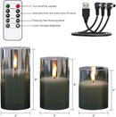 Glass Rechargeable Flameless Candles with Remote Timer, Realistic 3D Wick LED Battery Operated Candles with Flickering Flame,Home Decoration for Wedding Birthday Festival(Grey) by GreenHaven Gardens