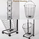 3 Tier Laundry Basket with Rolling Lockable Wheels Wire Metal Sorter Storage Trolley Shelf Basket Durable Metal Sorter Clothes Storage Trolley Shelf with Removable Hamper for Organizing Clothes by CozyNest Decor