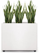 Planter Box Rectangular Block - 16×12×12IN Galvanized Steel Metal Long Box Planter Easy Installation Modern Outdoor Tall Planters All-Weather Use with Drainage Holes for Patio/Porch(White) by GreenHaven Gardens