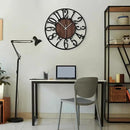 Maxstar Round Wall Clock for Living Room Decor Battery Operated Non Ticking Black Metal Wood Clocks for Home Living Room Garden Office Kitchen Decoration -16 inch by CozyNest Decor
