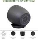 12 inch Large Plant Pots, Plastic Planters with Drainage Holes and Saucers, Flower Pots for Indoor Outdoor Plants, Modern Decorative Pots for Garden House Plants, Black by GreenHaven Gardens