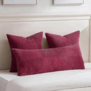 Fancy Homi 2 Packs Burgundy Euro Decorative Throw Pillow Covers 26x26 Inch for Living Room Bed, Rustic Farmhouse Boho Home Decor, Soft Corss Corduroy Patchwork Textured Square Cushion Case 66x66 cm by CozyNest Decor