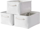 TheWarmHome Storage Bins for Shelves - Medium 3Pack 13.8L*9.8W*6.7H inch Fabric Storage Cubes Canves Storage Basket for Organizing Toys Baby Clothes Gift Dog (White) by TinyTreasures Baby Boutique